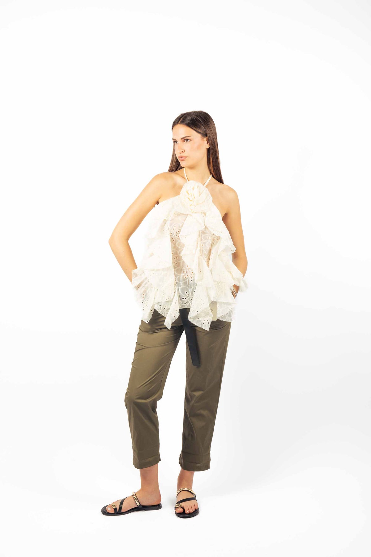 Pantaloni con Elastico e Cinta Militare donna Miss love - 1