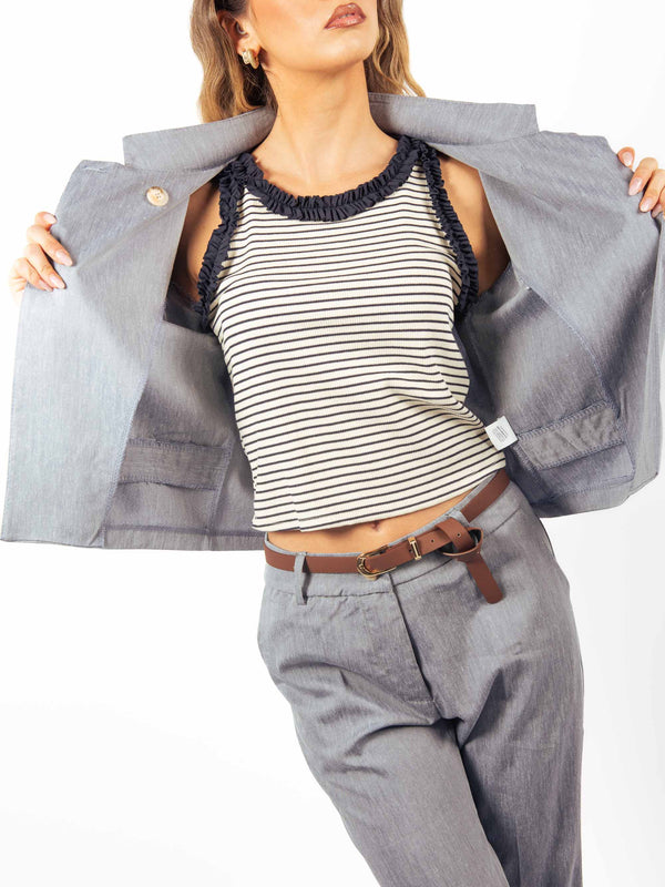 Canotta a Righe con Rouches da donna Miss love