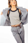Giacca Effetto Lino un Bottone Celeste donna Miss love - 3