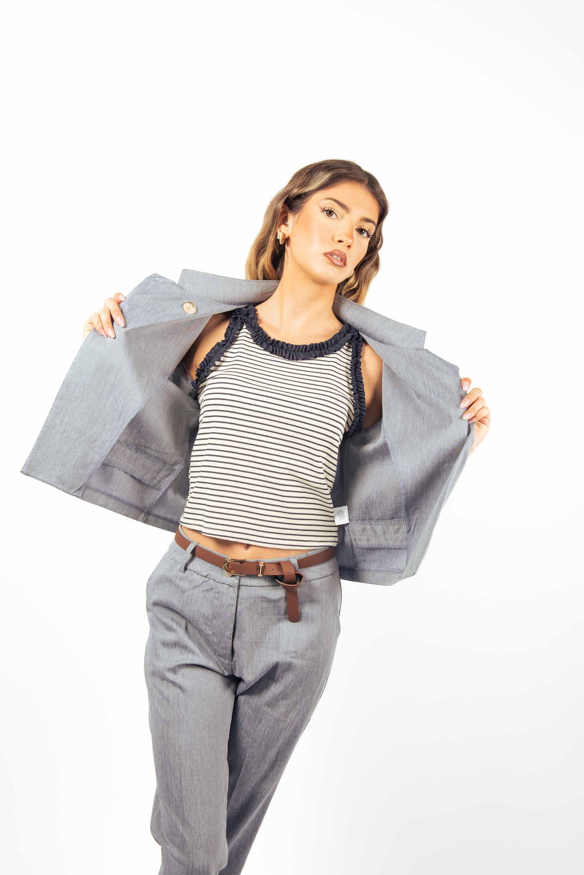 Canotta a Righe con Rouches donna Miss love - 5
