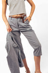 Pantaloni effetto Lino con Cintura Celeste donna Miss love - 1