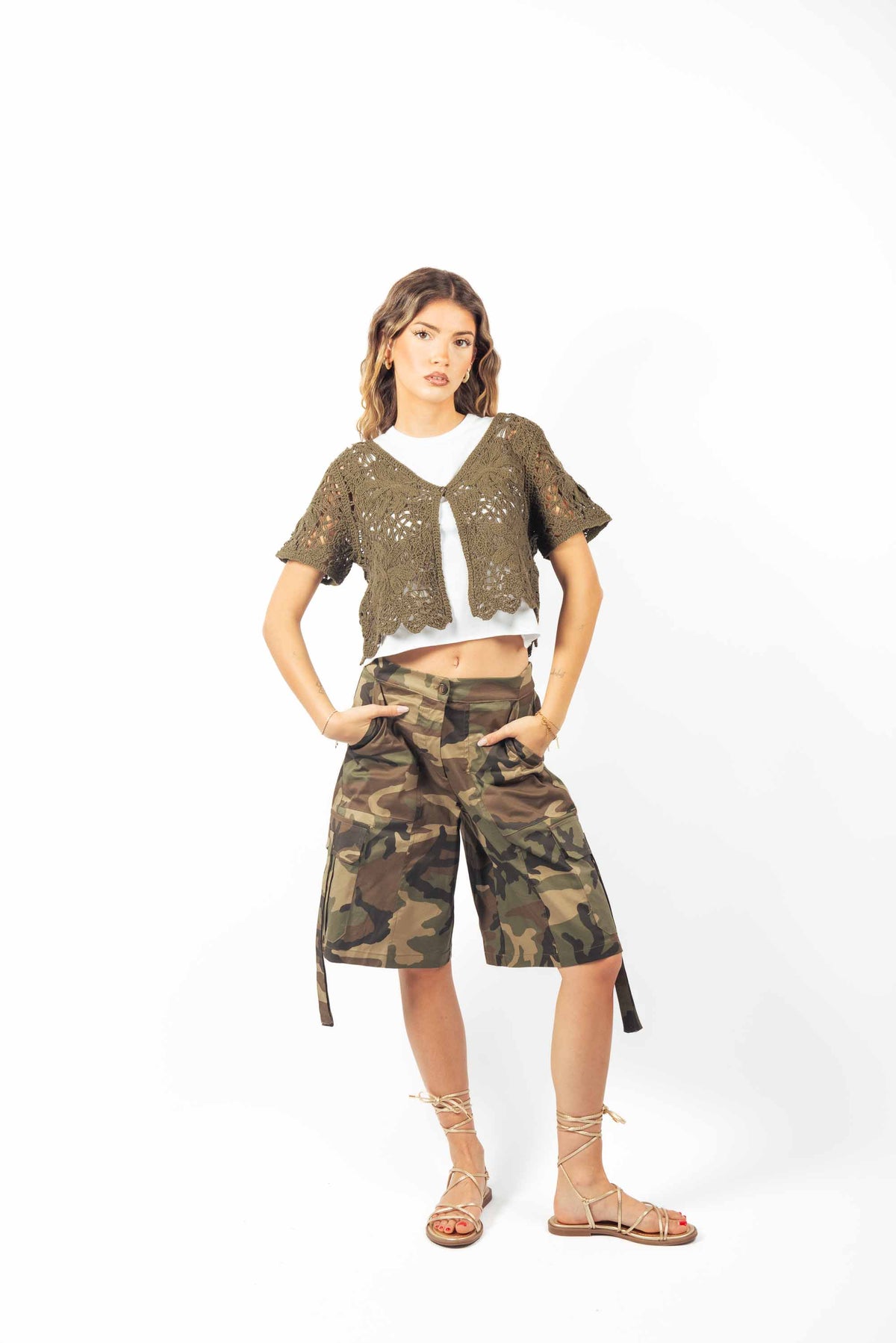 Bermuda Cargo Camouflage donna Tensione in - 2