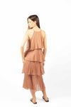 Abito Lungo a Balze Terracotta donna Tensione in - 3
