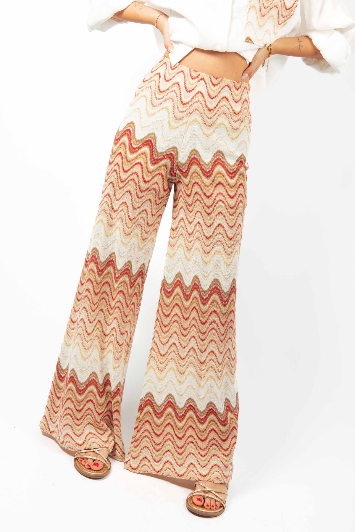 Pantaloni Palazzo Fantasia Zig Zag donna Tensione in - 1