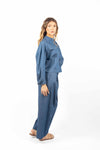 Pantaloni Effetto Denim Wide Leg donna Tensione in - 5