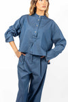 Blusa Effetto Denim Coreana donna Tensione in - 1