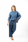Blusa Effetto Denim Coreana donna Tensione in - 2