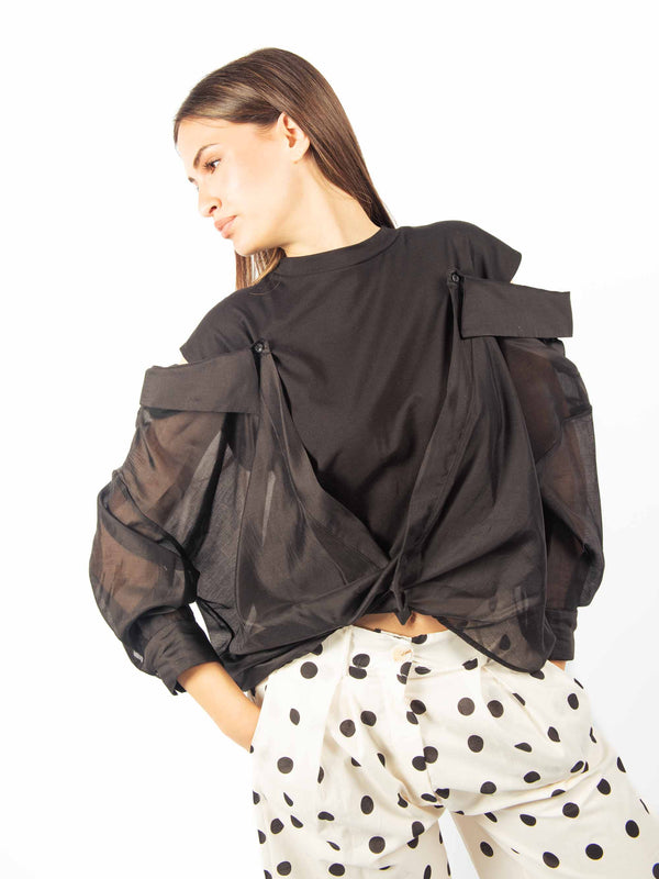 T-Shirt Combinata Nera da donna Tensione in