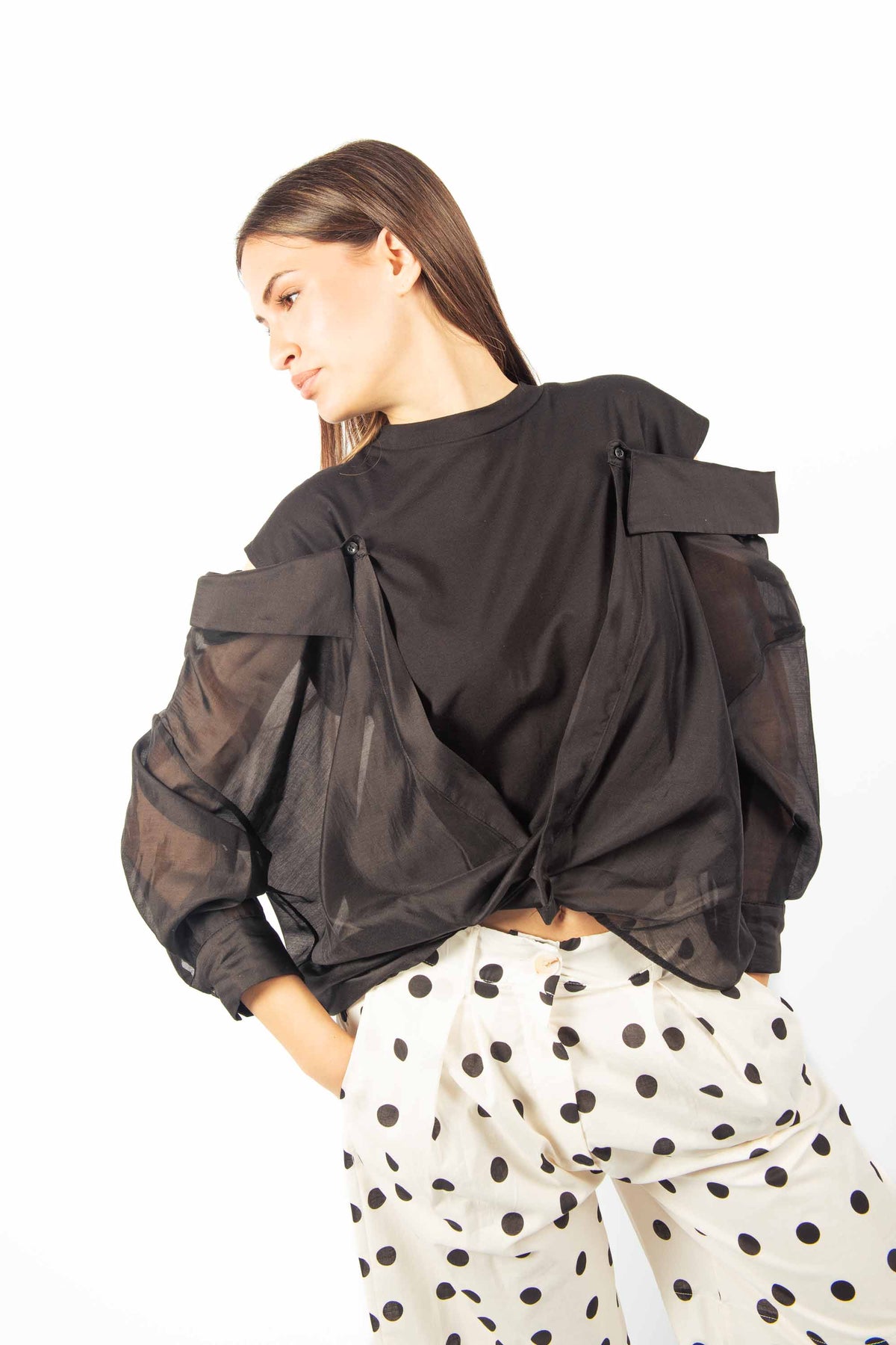 T-Shirt Combinata Nera donna Tensione in - 1