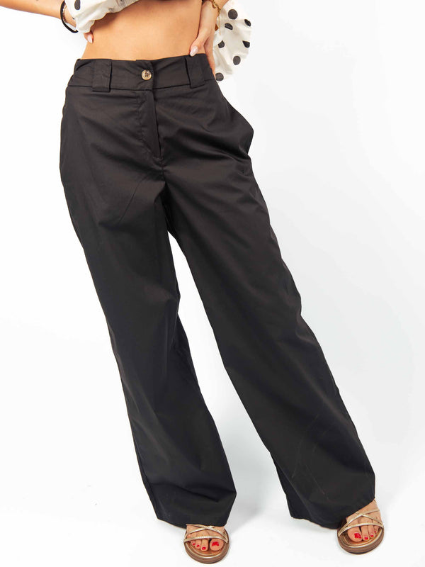 Pantaloni Wide Leg Neri da donna Tensione in