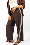 Pantaloni Wide Leg Stripes Cioccolato donna Maryley - 1