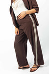Pantaloni Wide Leg Stripes Cioccolato donna Maryley - 4