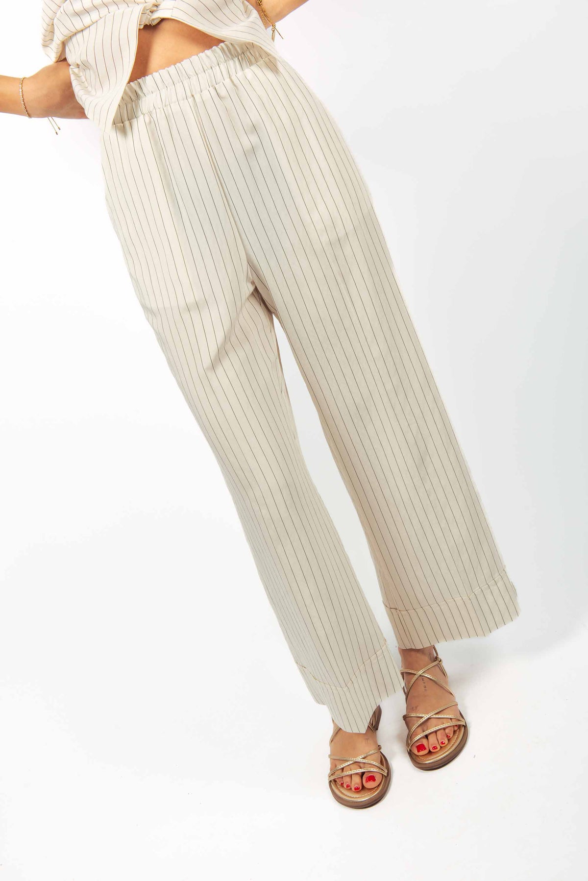 Pantalone Gessato Panna donna Maryley - 1