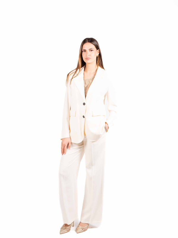 Blazer Monopetto Fluido Panna da donna Tensione in