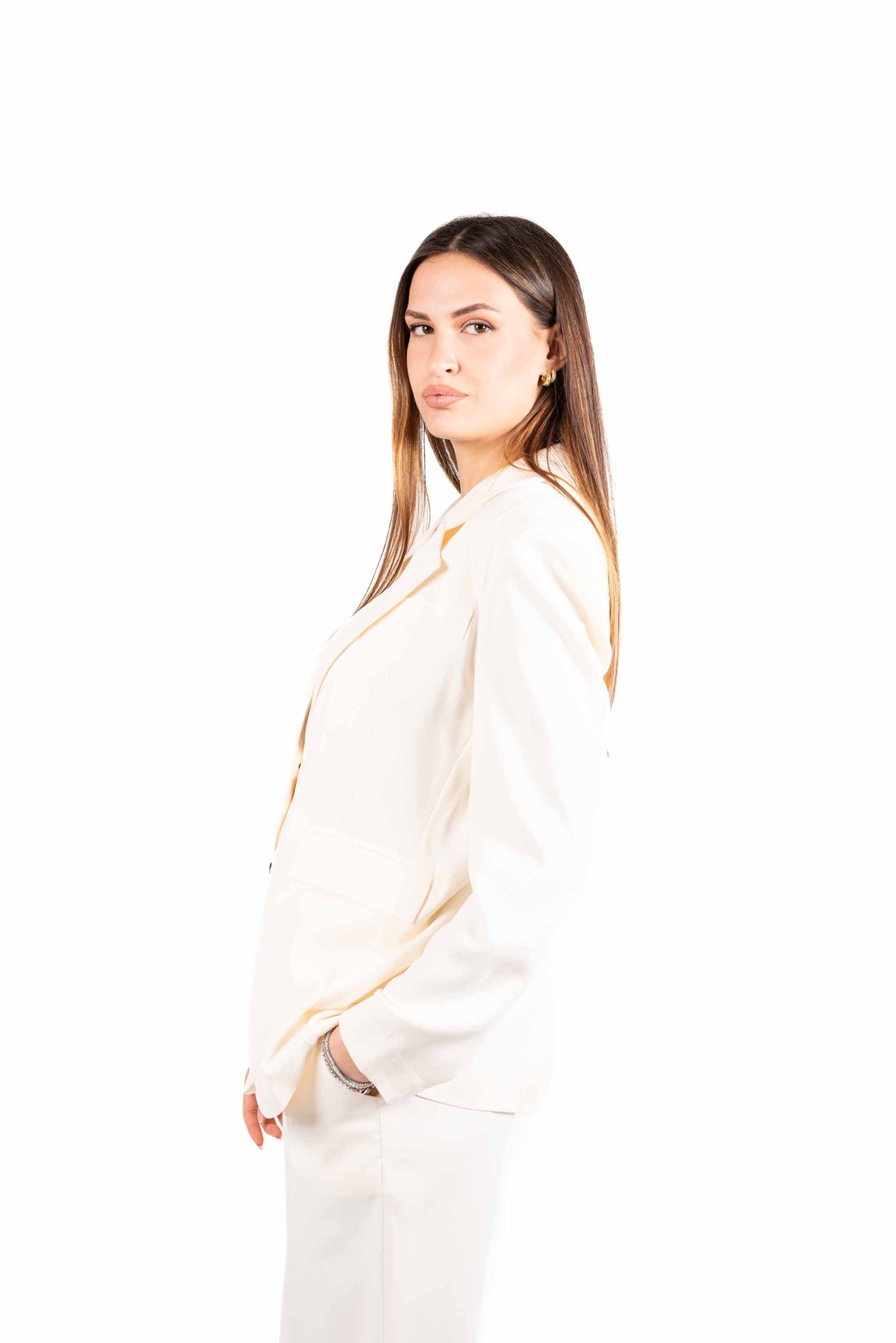 Blazer Monopetto Fluido Panna donna Tensione in - 2