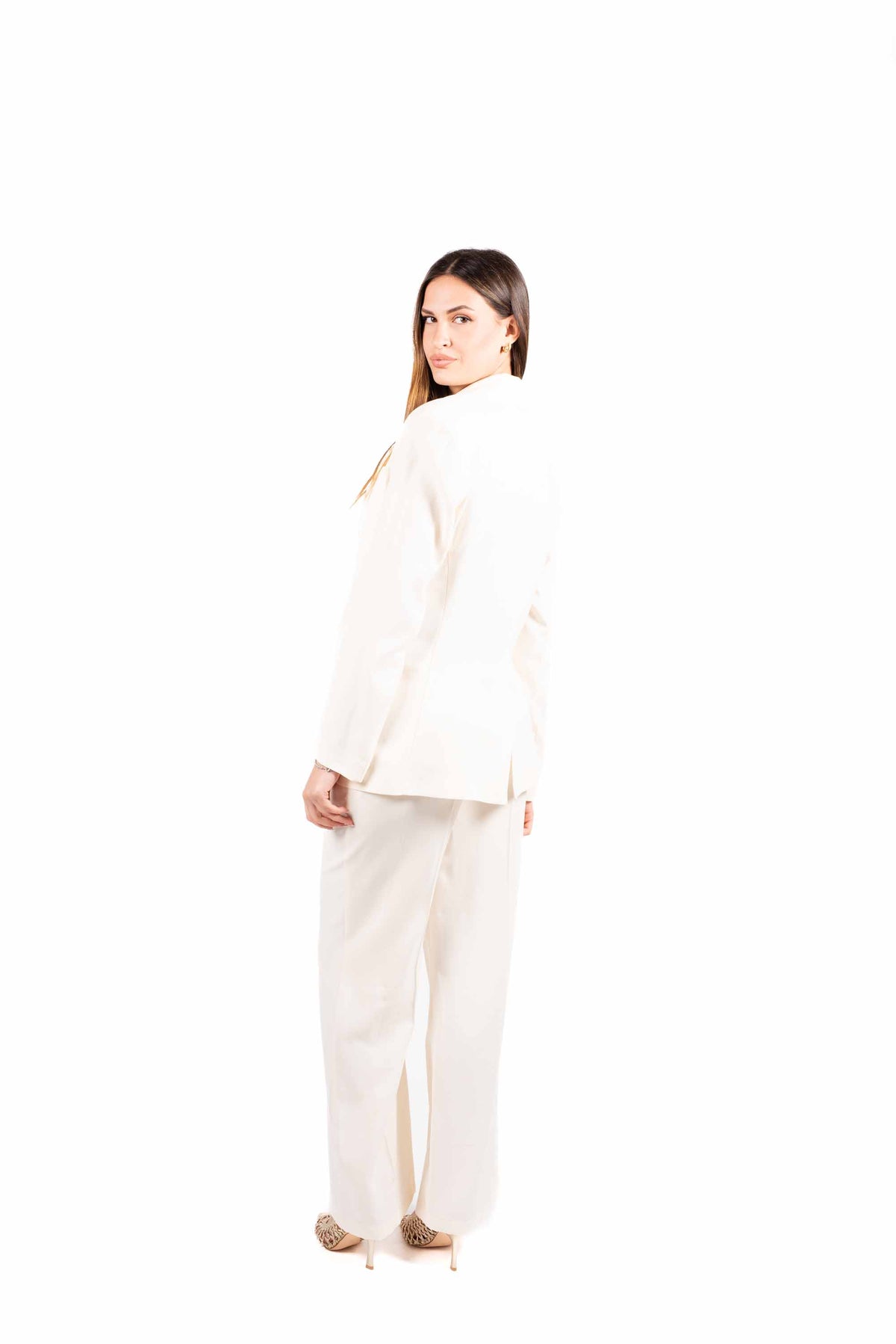 Pantaloni Wide Leg Sartoriali Panna donna Tensione in - 4