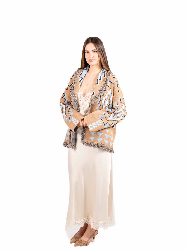 Cardigan Jacquard con Frange da donna Tensione in