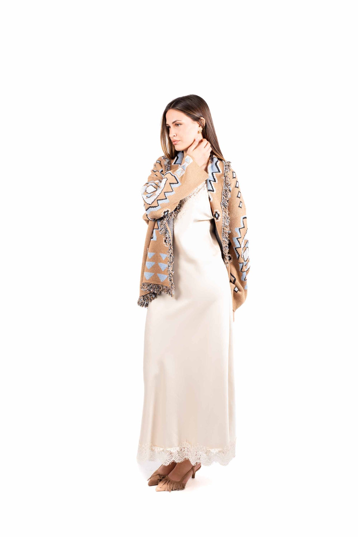 Cardigan Jacquard con Frange donna Tensione in - 4