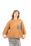 T-shirt Oversize con Taschino Paillettes Cammello donna Tensione in - 1