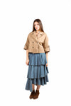Gonna Midi Denim a Balze donna Tensione in - 5