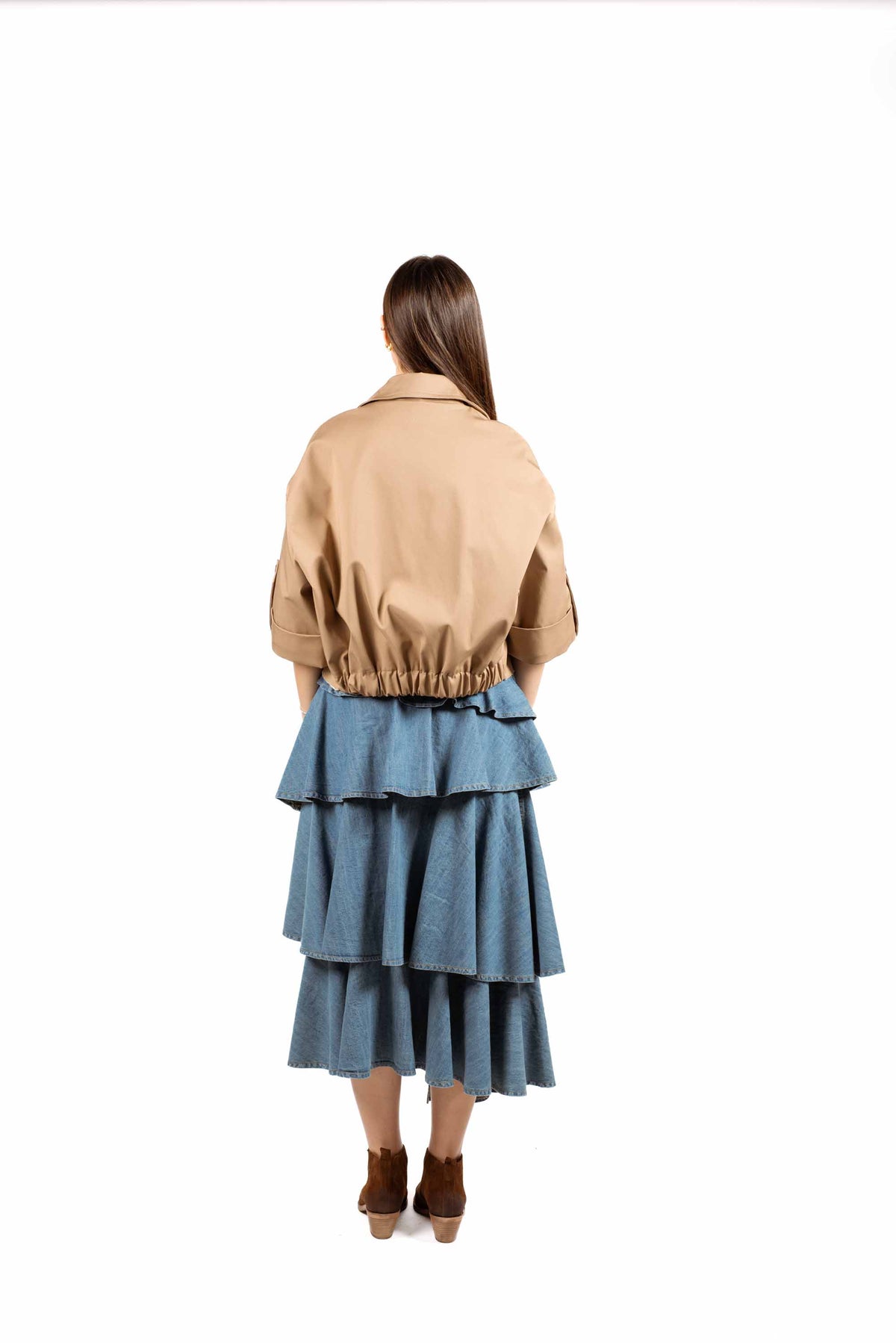 Gonna Midi Denim a Balze donna Tensione in - 4
