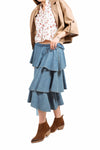 Gonna Midi Denim a Balze donna Tensione in - 3