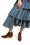 Gonna Midi Denim a Balze donna Tensione in - 2