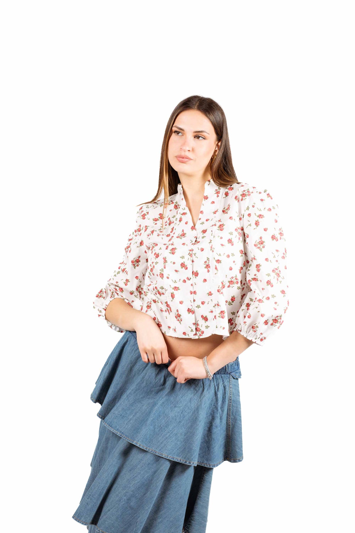Camicia Cropped a Fiori donna Tensione in - 5