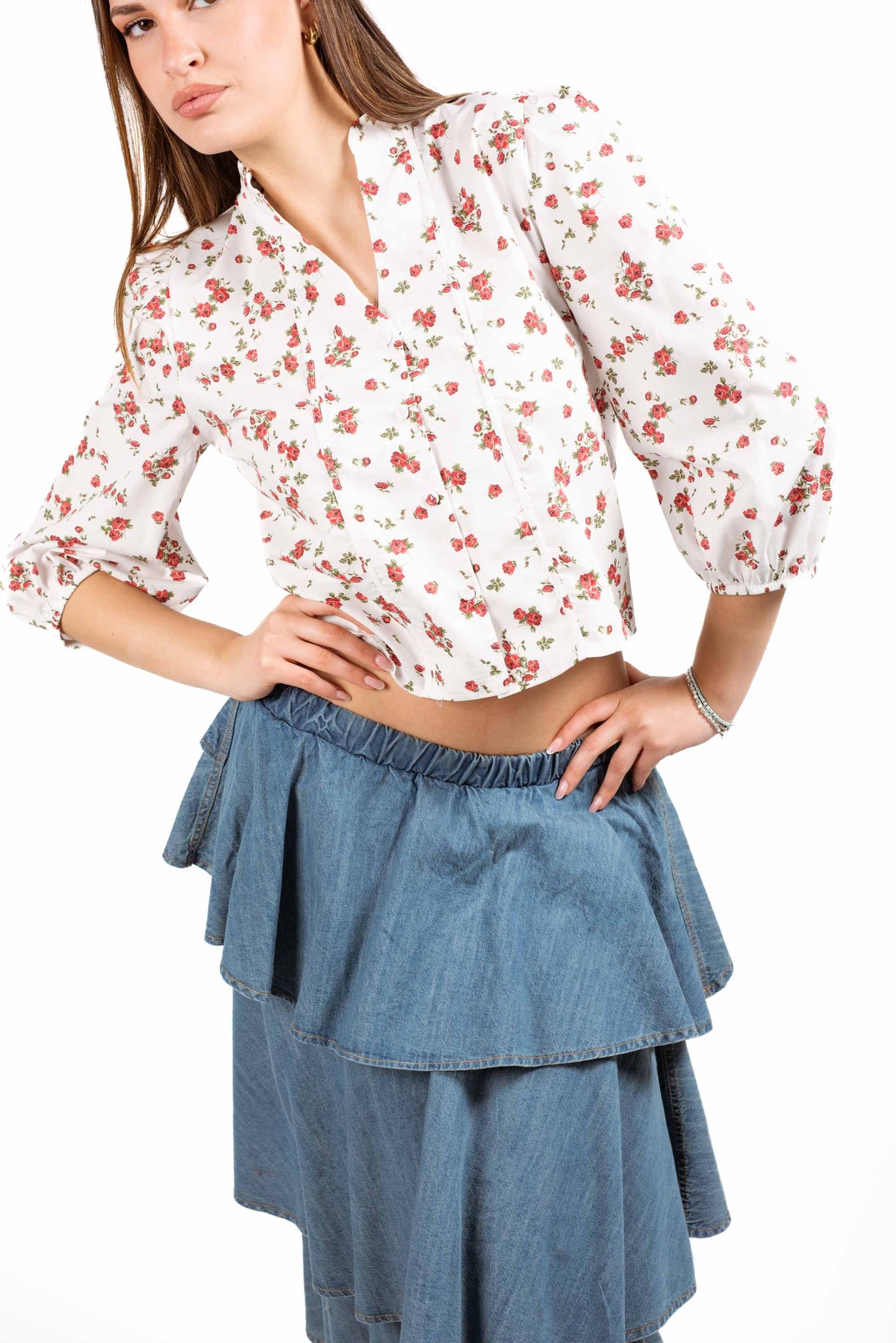 Camicia Cropped a Fiori donna Tensione in - 1