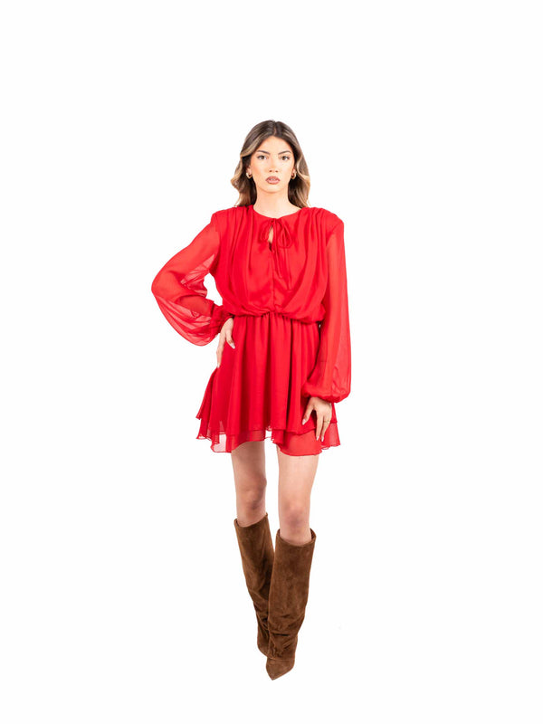 Abito in Chiffon Rosso da donna Tensione in
