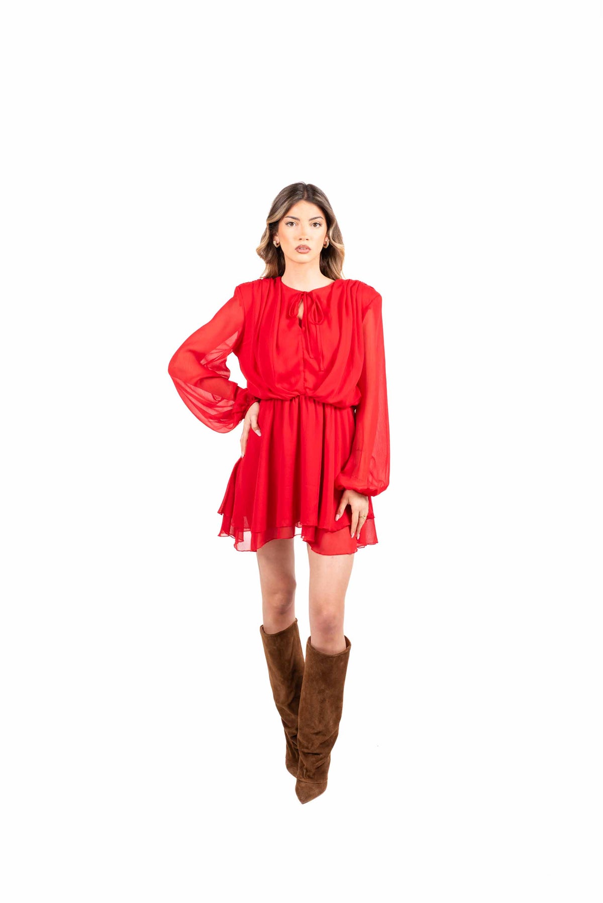 Abito in Chiffon Rosso donna Tensione in - 1