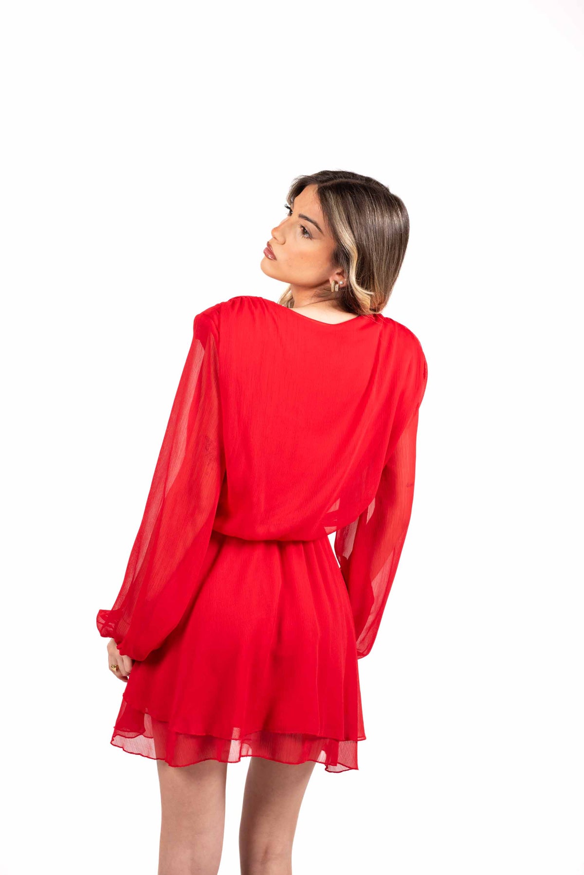 Abito in Chiffon Rosso donna Tensione in - 5