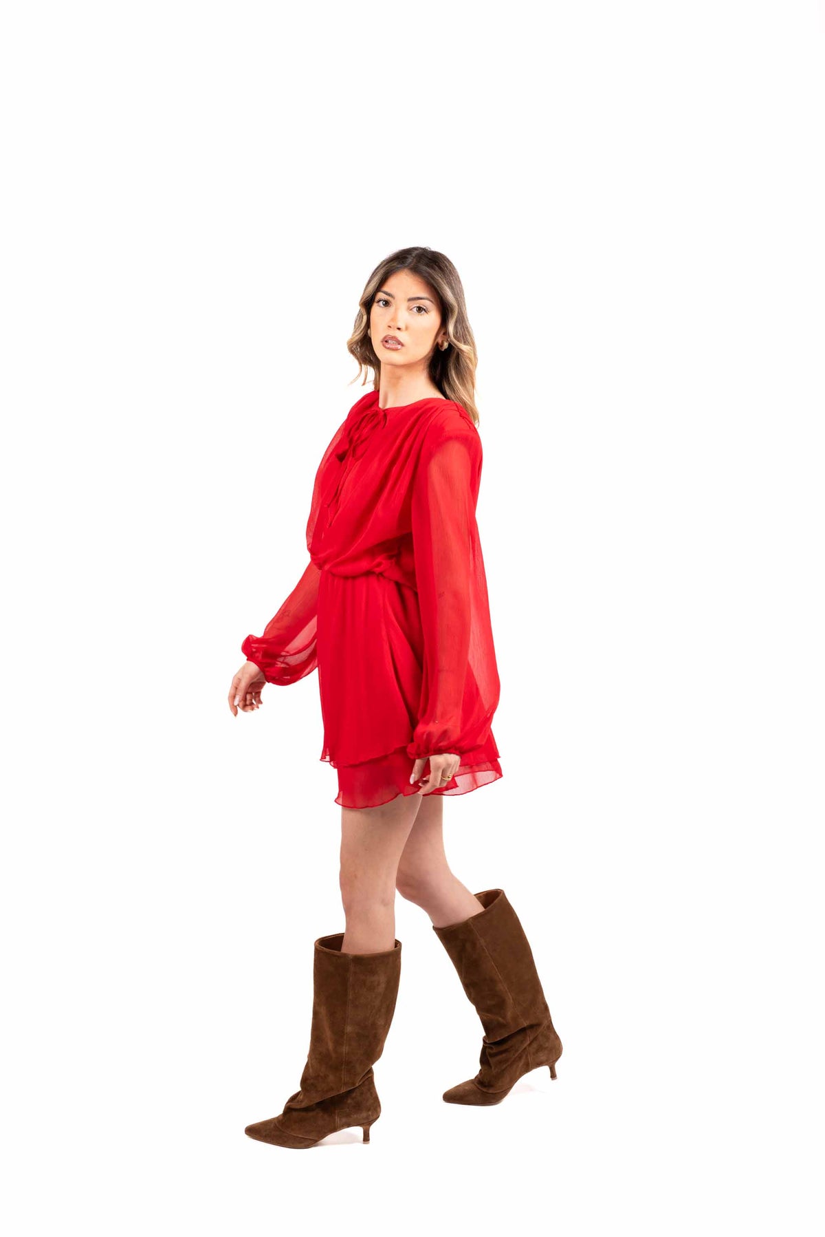 Abito in Chiffon Rosso donna Tensione in - 4
