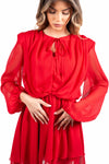 Abito in Chiffon Rosso donna Tensione in - 7