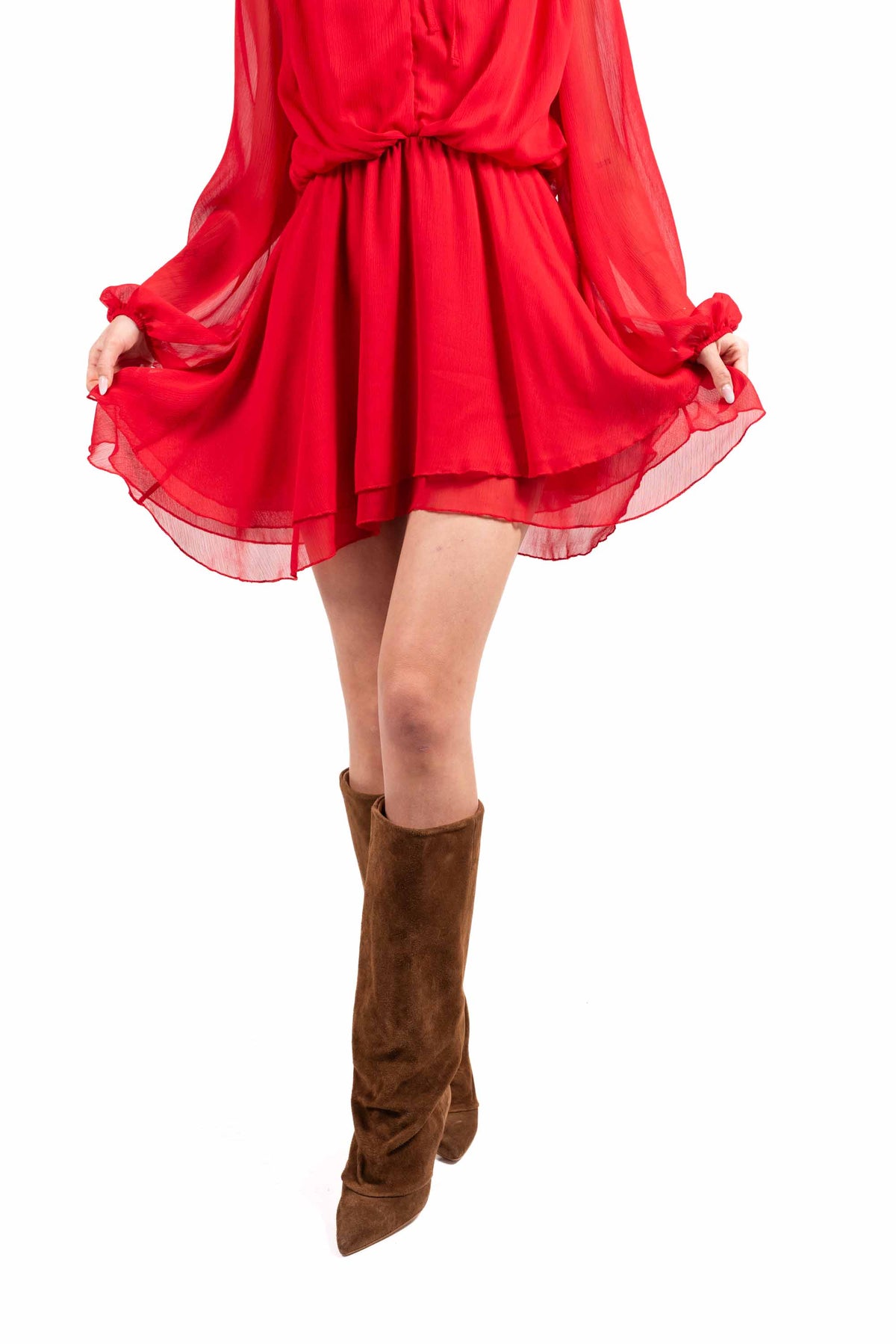 Abito in Chiffon Rosso donna Tensione in - 3