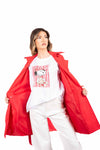 Trench Fluido con Cintura Rosso donna Miss love - 4