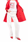 Trench Fluido con Cintura Rosso donna Miss love - 5