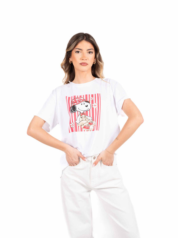 T-shirt con Stampa bianca da donna Miss love
