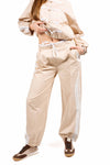 Pantaloni con Bande in Pizzo Beige donna Maryley - 1
