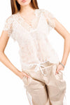 Top in Pizzo Ricamato Panna donna Maryley - 1