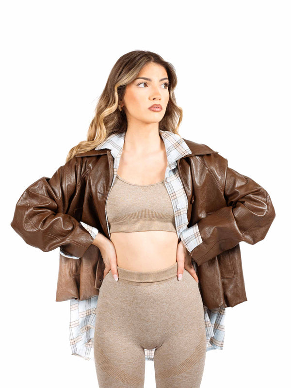 Giacca Boxy in Similpelle Martellata da donna Miss love