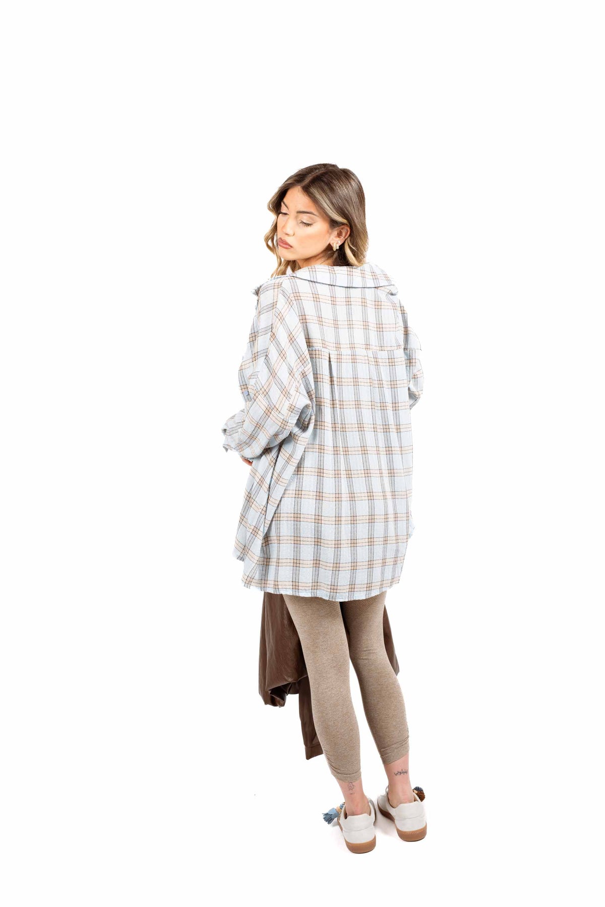 Camicia Soft Check Celeste donna Miss love - 2