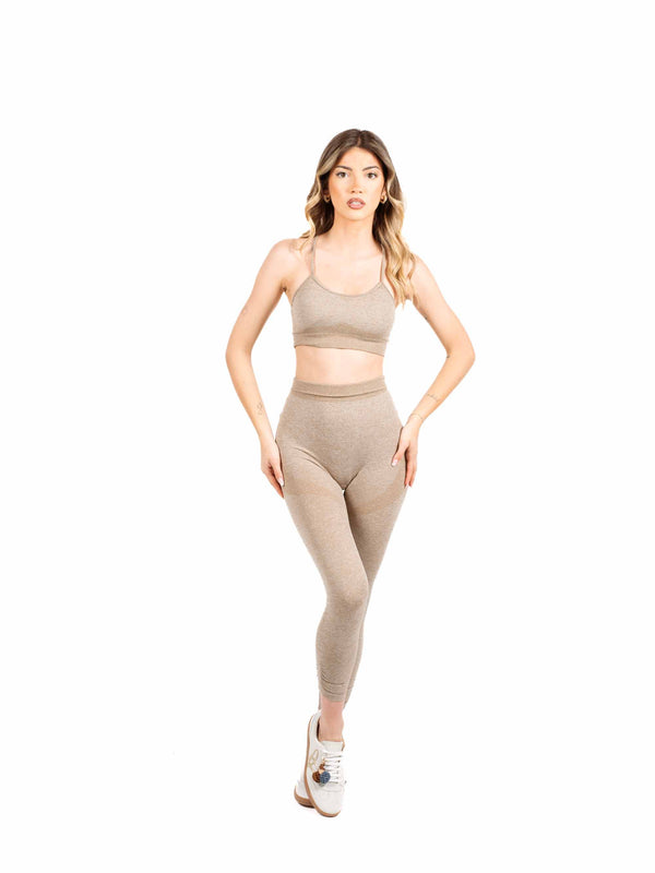 Set Coordinato Seamless Activewear Beige da donna Miss love