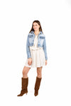 Giubbino Denim Cropped con Applicazione di Micro-strass donna Miss love - 2