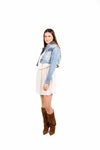 Giubbino Denim Cropped con Applicazione di Micro-strass donna Miss love - 3