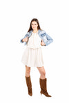 Giubbino Denim Cropped con Applicazione di Micro-strass donna Miss love - 5