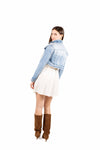 Giubbino Denim Cropped con Applicazione di Micro-strass donna Miss love - 6
