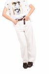 Pantaloni Wide Leg Bianchi con Cintura donna Miss love - 1