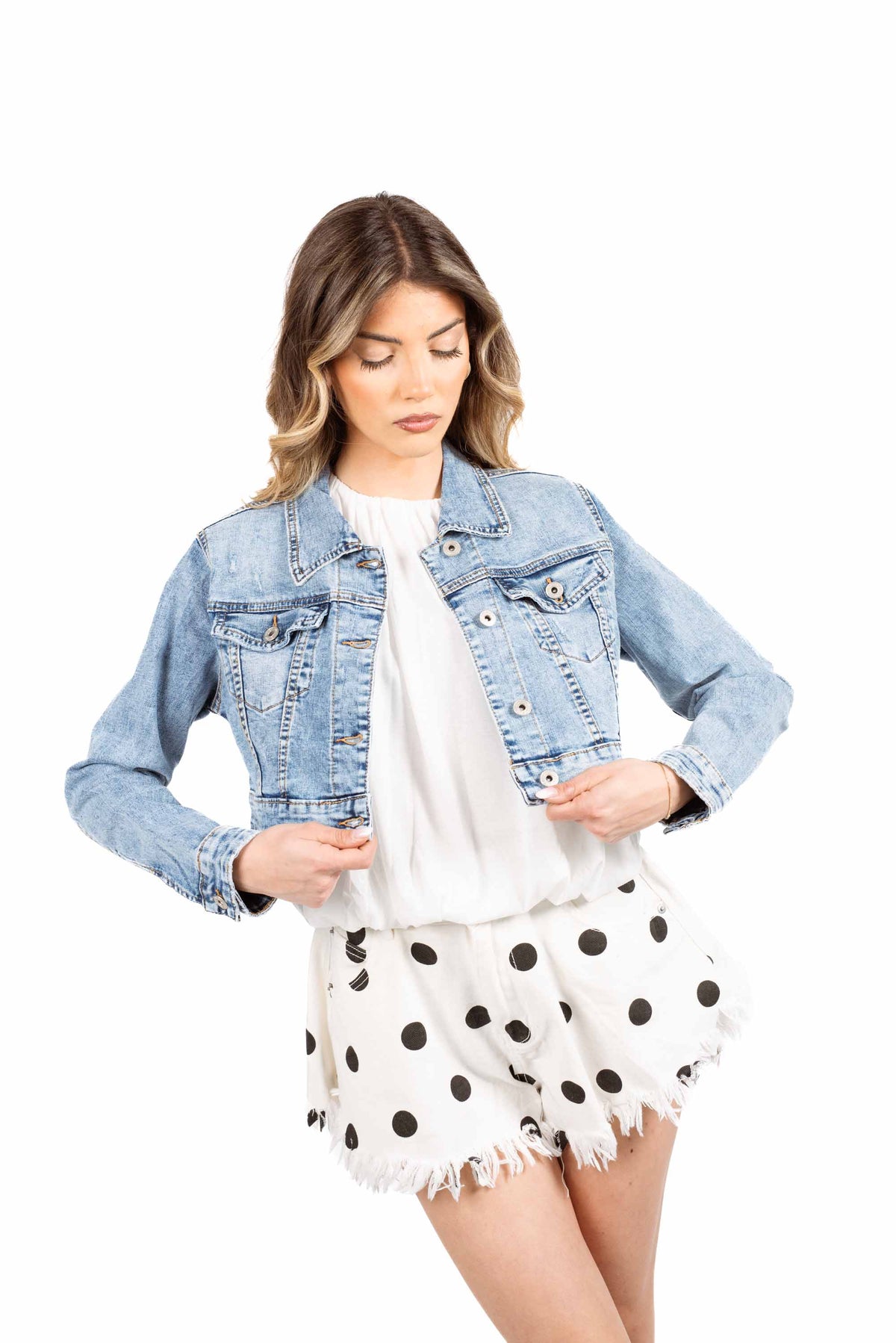 Giubbino Denim Cropped donna Miss love - 1