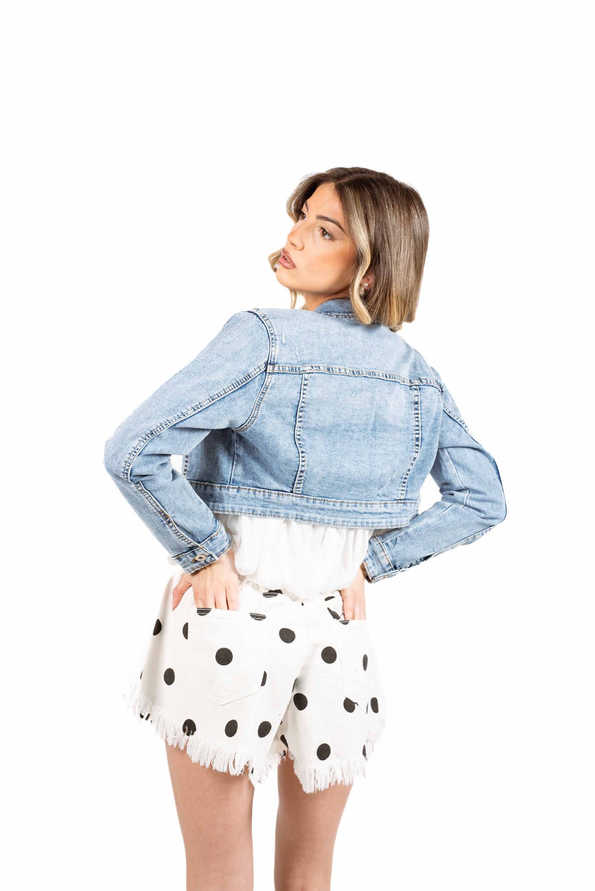 Giubbino Denim Cropped donna Miss love - 3